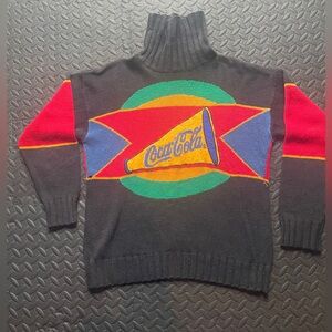 Coca Cola Men's Black and Red Turtleneck Sweater